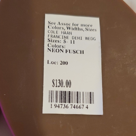 NWT Cole Haan Francine Demi Wedge Pink T-Strap Sandals/Adjustable Buckle (31) - Picture 9 of 10